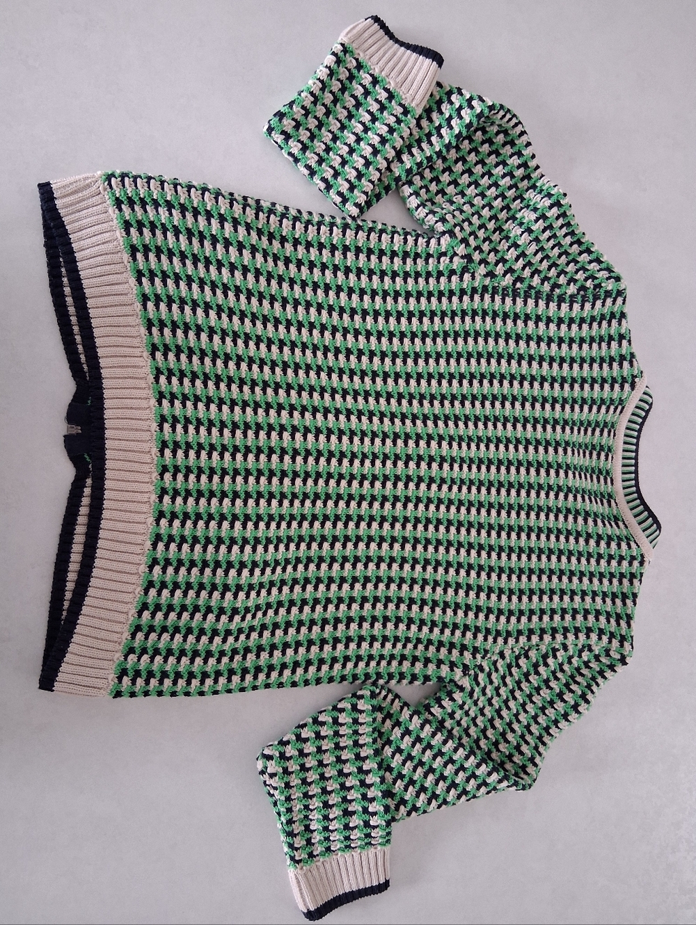 Olsen/ Henny/ Green, Navy, Cream, Knit Zip Cardigan/ Pocketed/ Size US S - Picture 4 of 14